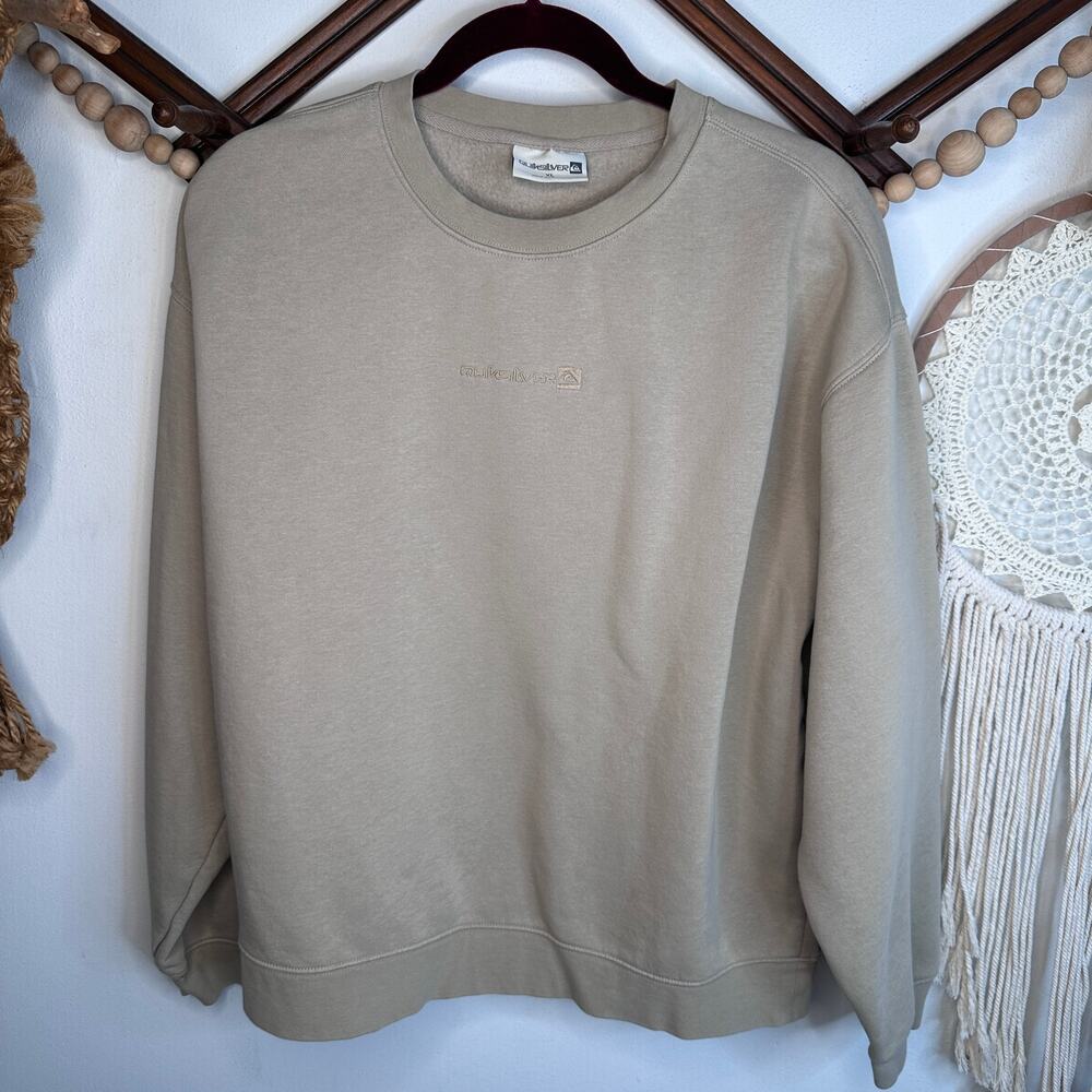 Quiksilver Biege Embroidered Boyf Crewneck Sweatshirt